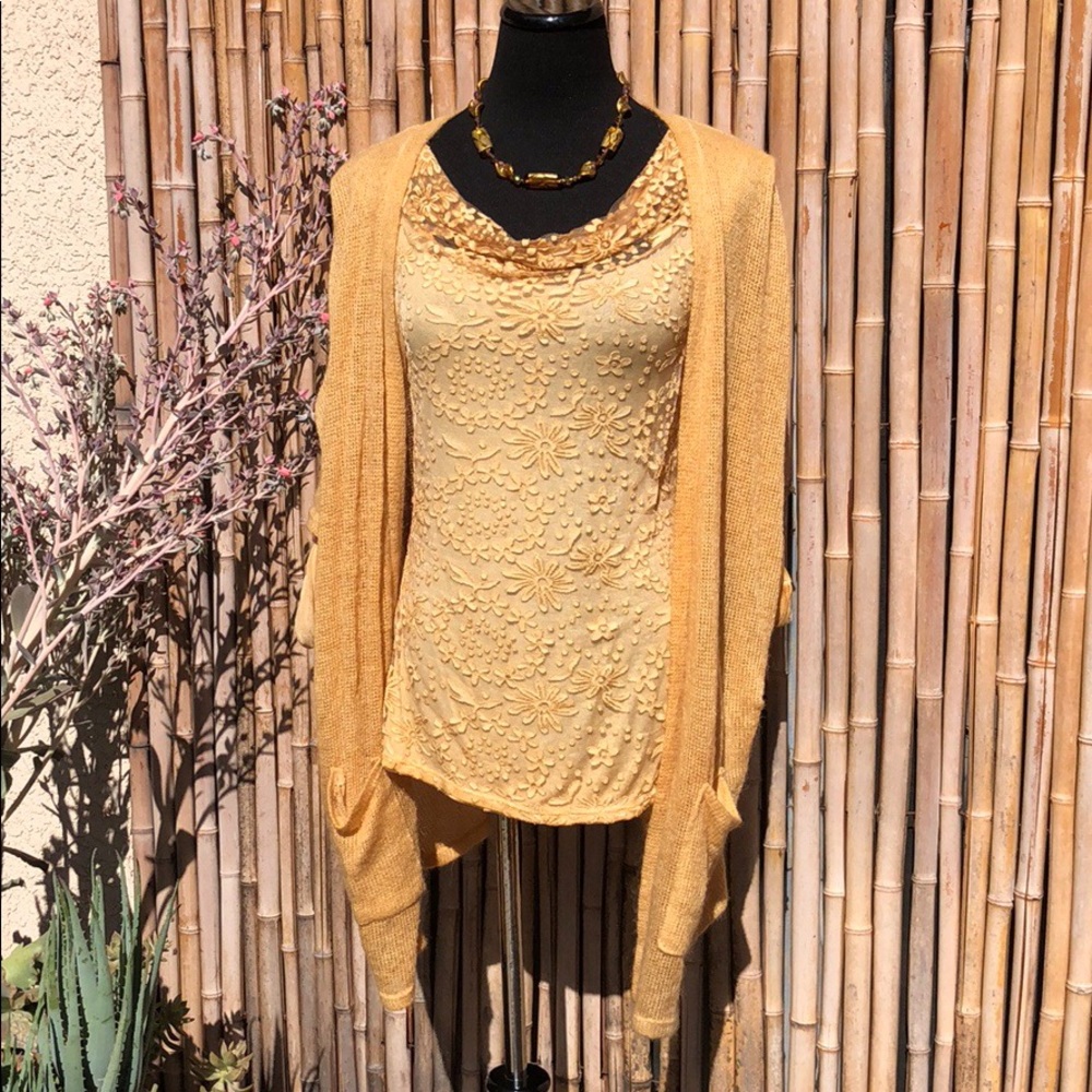 *LAST ONE!* 🌸NEW YEAR SALE🌸 NEW Goldenrod Knit & Lace 3Pc Sweater Set OS - Picture 8 of 9